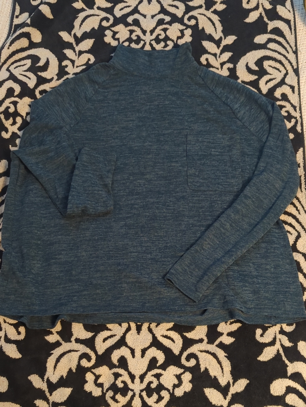 Urban Outfitters BDG Teal Mock Turtleneck Sweater with Chest Pocket Boxy Y2K - S